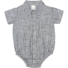Cotton Baby Boy Bodysuit Romper Shirt, Infant and Toddler Baby Boy Short Sleeve Button Onesie by My Cotton Baby