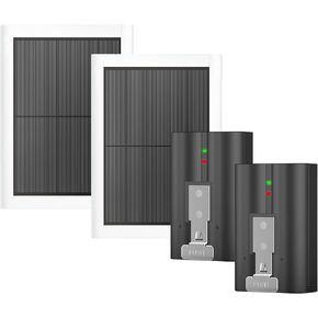 YUELAN 2-Pack 6040mAh Replacement Battery and Solar Panel Charger for Ring-Doorbell 2/3/4, Spotlight Camera & Stick Up Cam Indooor and Outdoor
