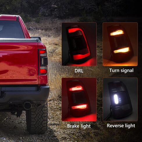 LED Tail Light Assembly Compatible with Dodge Ram 1500 2019 2020 2021 2022 Taillight Replacement Rear Lamp with Red Lens Brake Lights Driver Left Side (LH) 55112993AC CH2800216 in Saudi Arabia