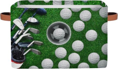 Golf Training Storage Basket Cube Sport Ball Large Toys Storage Box Bin with Handle Collapsible Closet Shelf Cloth Organizer for Nursery Bedroom,15x11x9.5 in,1 Pack in Saudi Arabia