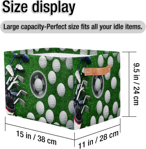 Golf Training Storage Basket Cube Sport Ball Large Toys Storage Box Bin with Handle Collapsible Closet Shelf Cloth Organizer for Nursery Bedroom,15x11x9.5 in,1 Pack in Saudi Arabia