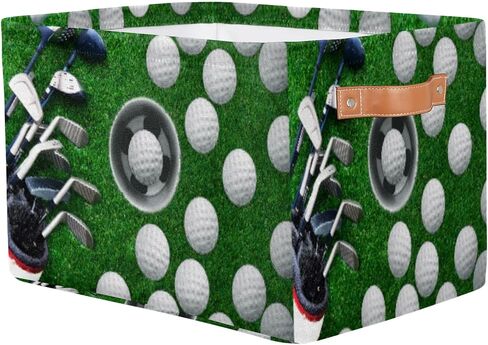Golf Training Storage Basket Cube Sport Ball Large Toys Storage Box Bin with Handle Collapsible Closet Shelf Cloth Organizer for Nursery Bedroom,15x11x9.5 in,1 Pack in Saudi Arabia