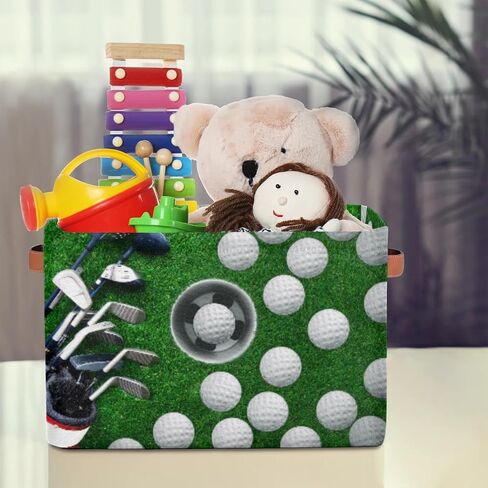 Golf Training Storage Basket Cube Sport Ball Large Toys Storage Box Bin with Handle Collapsible Closet Shelf Cloth Organizer for Nursery Bedroom,15x11x9.5 in,1 Pack in Saudi Arabia