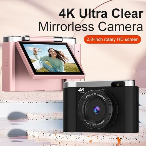 كاميرا رقمية 4K للتصوير الفوتوغرافي مع التركيز التلقائي ، كاميرا Vlogging 48 ميجابكسل لـ YouTube ، بطاقة SD 64 جيجابايت ، شاشة 2.8 بوصة ، مضغوطة للسفر مع Zoom 8x ، فلاش ، مضاد للشفاه ، بطارية قابلة لإعادة الشحن (وردي) in Kuwait
