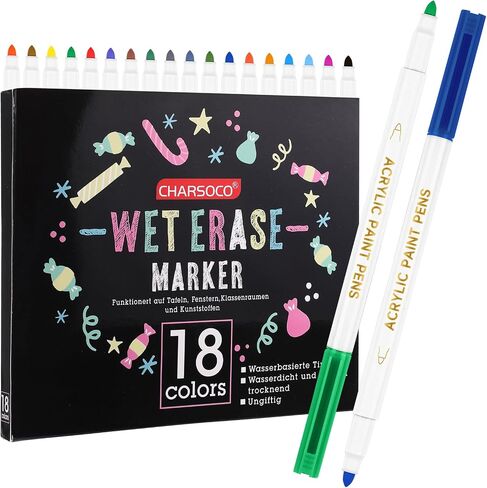 Wet Erase Markers, 36 Colors Whiteboard Markers, Low Odor White Board Wet Erase Pens with 1-5mm Fine Tip, Perfect for Writing on Whiteboards, Glass, Mirror, Home, Office and School Supplies in Saudi Arabia