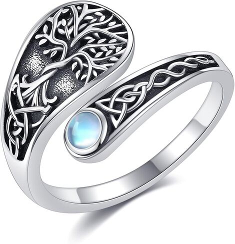 Black Tourmaline Ring 925 Sterling Silver Lotus Adjustable Open Thumb Ring Black Tourmaline Flower Statement Wedding Engagement Jewelry for Women Lotus Lover in Saudi Arabia