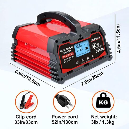 Battery Charger 0-40A 12V/24V Lead Acid(AGM, STD, Gel, Deep Cycle Batteries) and 12V LiFePO4 Smart Trickle Charger, Maintainer w/Battery Repair, for Car, Boat, Motorcycle,Lawn Mower in Saudi Arabia