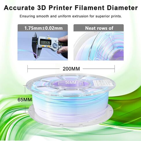 iBOSS Gradient PLA Plus (PLA+) خيوط طابعة ثلاثية الأبعاد 1.75 مم+/-0.02 مم، بكرة 1 كجم (2 2 رطل) خيوط طباعة ثلاثية الأبعاد شفافة مزدوجة اللون، خيوط PLA Pro ثلاثية الأبعاد، تناسب معظم طابعات FDM (أزرق أرجواني شفاف) in Saudi Arabia