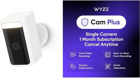 WYZE Battery Cam Black Cam Plus Yearly, Covers 1 Camera, Auto-Renews at $19.99/Year, Activation Required in Kuwait