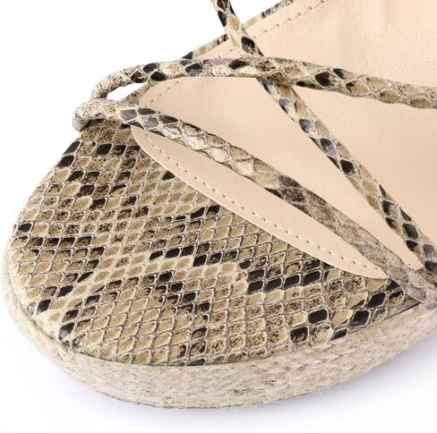 Perphy strappy espadrilles أسافين منصة الدانتيل حتى الصنادل طباعة الأفعى للنساء in Kuwait