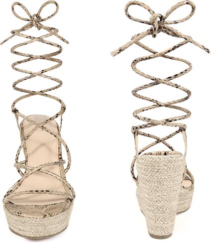 Perphy strappy espadrilles أسافين منصة الدانتيل حتى الصنادل طباعة الأفعى للنساء in Kuwait