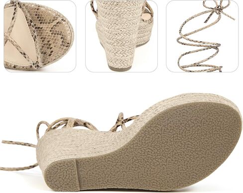Perphy strappy espadrilles أسافين منصة الدانتيل حتى الصنادل طباعة الأفعى للنساء in Kuwait