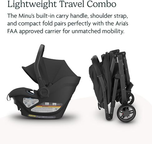 UPPAbaby Travel System, Includes Minu V2 Stroller + Aria Lightweight Car Seat Combo/Adapters, Bumper Bar, Car Seat, Base + Infant Insert Included/Jake (Charcoal) in Saudi Arabia