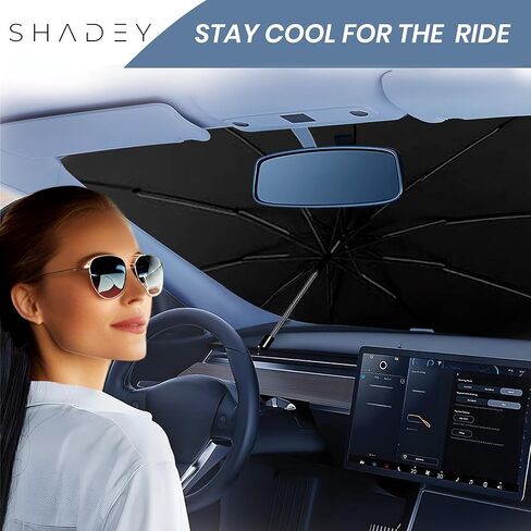 Retractable Car Sunshade for Windshield, Foldable, UV Protection Car Cover, Outdoor Use, Perfect for Sedans SUV's and Coupes (Classic Black) in Kuwait