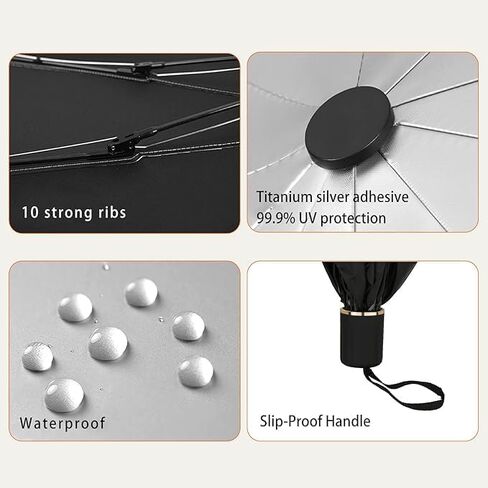 Retractable Car Sunshade for Windshield, Foldable, UV Protection Car Cover, Outdoor Use, Perfect for Sedans SUV's and Coupes (Classic Black) in Kuwait