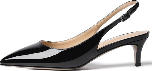 SHOWFOREST Women's Sexy Patent Dating Slingback Pointed Toe Slip On Kitten Low Heel Pumps Shoes 2 Inch in Kuwait