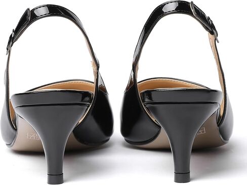 SHOWFOREST Women's Sexy Patent Dating Slingback Pointed Toe Slip On Kitten Low Heel Pumps Shoes 2 Inch in Kuwait