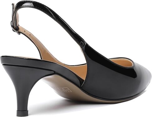 SHOWFOREST Women's Sexy Patent Dating Slingback Pointed Toe Slip On Kitten Low Heel Pumps Shoes 2 Inch in Kuwait