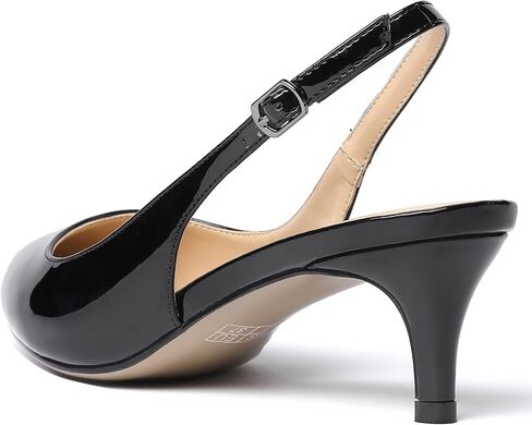 SHOWFOREST Women's Sexy Patent Dating Slingback Pointed Toe Slip On Kitten Low Heel Pumps Shoes 2 Inch in Kuwait