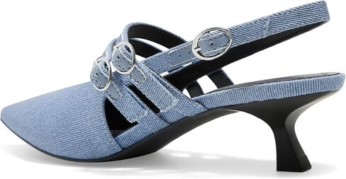 Arromic Women Histen Heals Mary Jane Jane Slingback مدببة بمضخات إصبع قدم منخفضة أحذية حزام الكاحل للعمل ، وحفل الزفاف ، والمناسبات الرسمية in Kuwait