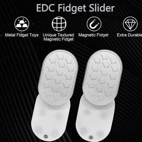 OBEST Fidget Slider مسدس ينزلق في اتجاهات متعددة لعبة تململ مغناطيس للبالغين لعبة Fidget Slider للكبار لتخفيف التوتر ADHD مكتب تململ لعبة فضية معدنية in Kuwait