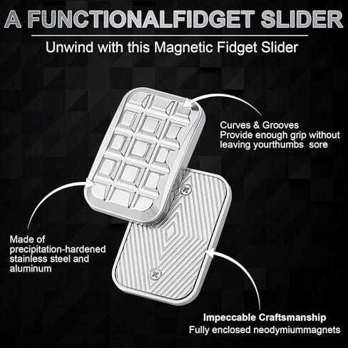 OBEST Fidget Slider Hexagon Sliding in Multiple Directions Fidget Toy Magnet for Adults Fidget Slider Adult Toy Stress Relief ADHD Office Fidget Toy Silver Metal in Kuwait