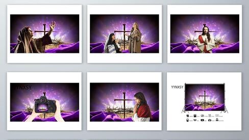 YYNXSY Crucifixion of Jesus Backdrop Crown of Thorns Cross Nail Holy Light Photography Background Purple Easter Religious Banner Christian Church Event Party Decoration Photo Booth Props 7X5FT YY-6012 in Saudi Arabia