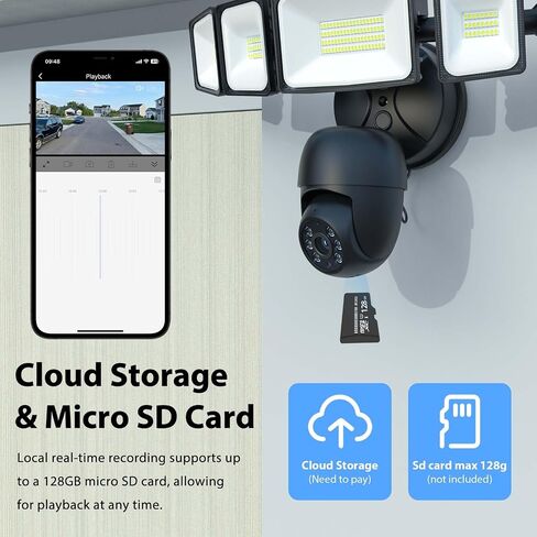 iMaihom Floodlight Camera Outdoor, 2K QHD Smart Home Security Cam with Motion-Activated, 5500LM Brightness 5 Heads Light, 360° Pan & Tilt, 2-Way Audio, Cloud/SD Storage, Color Night Vision in Saudi Arabia