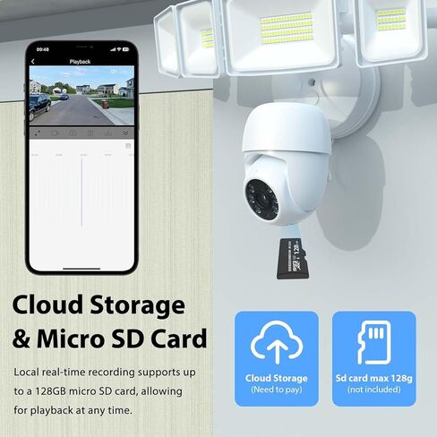 iMaihom Floodlight Camera Outdoor, 2K QHD Smart Home Security Cam with Motion-Activated, 5500LM Brightness 5 Heads Light, 360° Pan & Tilt, 2-Way Audio, Cloud/SD Storage, Color Night Vision in Kuwait