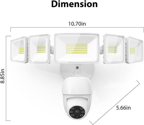 iMaihom Floodlight Camera Outdoor, 2K QHD Smart Home Security Cam with Motion-Activated, 5500LM Brightness 5 Heads Light, 360° Pan & Tilt, 2-Way Audio, Cloud/SD Storage, Color Night Vision in Kuwait