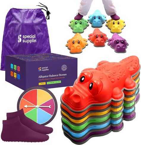 Special Supplies Stepping Stones for Kids - Set of 6 Turtle Balance Blocks - Indoor/Outdoor Play - Child Safe Rubber, Non-Slip Edging - Promotes Coordination, Balance, Strength in Kuwait