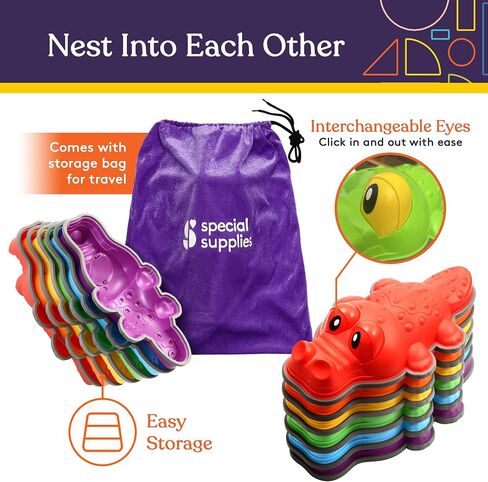 Special Supplies Stepping Stones for Kids - Set of 6 Turtle Balance Blocks - Indoor/Outdoor Play - Child Safe Rubber, Non-Slip Edging - Promotes Coordination, Balance, Strength in Kuwait