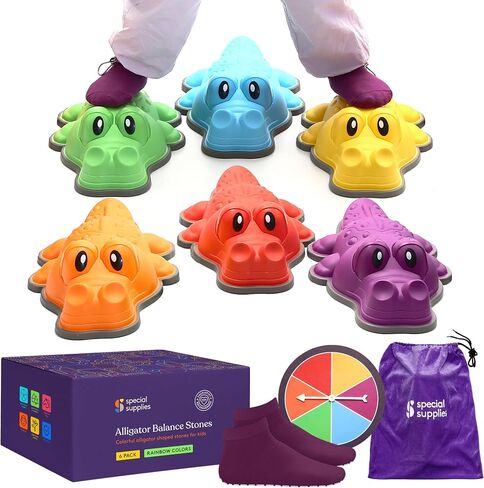 Special Supplies Stepping Stones for Kids - Set of 6 Turtle Balance Blocks - Indoor/Outdoor Play - Child Safe Rubber, Non-Slip Edging - Promotes Coordination, Balance, Strength in Kuwait