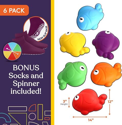 لوازم خاصة لأحجار الخطوات للأطفال - مجموعة من 6 مكعبات توازن السلحفاة - لعب داخلي/خارجي - مطاط آمن على الأطفال، حواف غير قابلة للانزلاق - تعزز التنسيق والتوازن والقوة in Kuwait