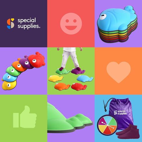 لوازم خاصة لأحجار الخطوات للأطفال - مجموعة من 6 مكعبات توازن السلحفاة - لعب داخلي/خارجي - مطاط آمن على الأطفال، حواف غير قابلة للانزلاق - تعزز التنسيق والتوازن والقوة in Kuwait