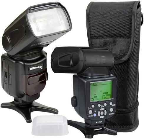 فلاش TTL المهني من Ultimaxx مع شاشة LCD وحالات Canon EOS 5DS 5SR 5S Mark IV 5D Mark IV 6D Mark II 7D 77D 90D M50 R RP REBEL SL3 T8I T7I in Saudi Arabia