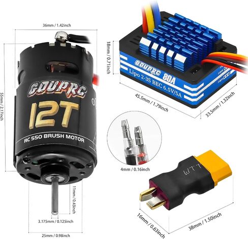 GOUPRC 550 12T Brushed Motor for Traxxas 1:10 RC Crawler Axial SCX10 TRX4 TRX6 AXI03007 HSP HPI Wltoys RC Car RC Boat in Kuwait