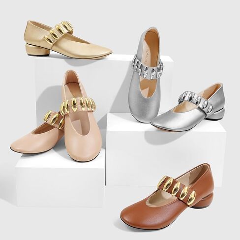 Mary Janes Dress Shoes for Women Heels Pumps مريحة مغلقة مستديرة في إصبع القدم مكتنزة منخفضة الكعب أعمال الأعمال in Kuwait