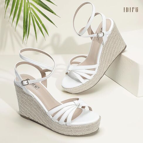 Idifu in4 Wedge Sandals for Women Espadrilles kal strap platform bandge alledges for women wedder bridal ladies wedge sandals summer summer sexy sexy strappy wedge shoes in Kuwait