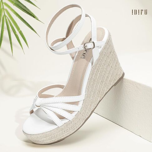 Idifu in4 Wedge Sandals for Women Espadrilles kal strap platform bandge alledges for women wedder bridal ladies wedge sandals summer summer sexy sexy strappy wedge shoes in Kuwait