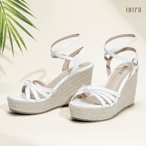 Idifu in4 Wedge Sandals for Women Espadrilles kal strap platform bandge alledges for women wedder bridal ladies wedge sandals summer summer sexy sexy strappy wedge shoes in Kuwait