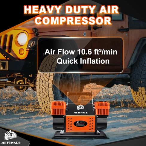 METOWARE Offroad Air Compressor with Digital Pressure Gauge Tire Inflator Kit, 12 V Portable Air Pump with 10.6 CFM, Air Pump for Car Heavy Duty, Max 150PSI for 4 × 4 SUV Vehicle RV ATV Truck in Saudi Arabia