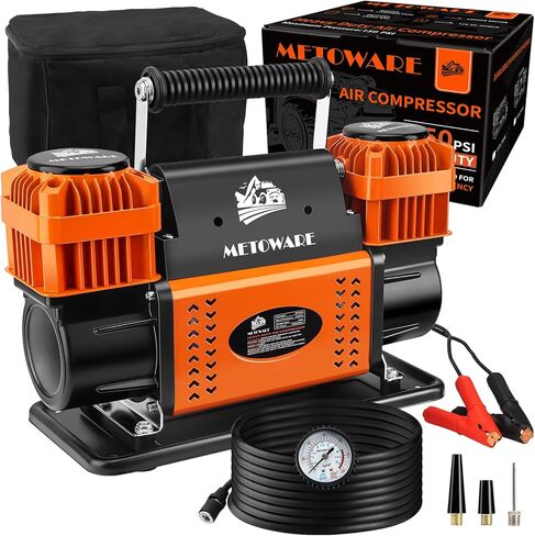 METOWARE Offroad Air Compressor with Digital Pressure Gauge Tire Inflator Kit, 12 V Portable Air Pump with 10.6 CFM, Air Pump for Car Heavy Duty, Max 150PSI for 4 × 4 SUV Vehicle RV ATV Truck in Saudi Arabia