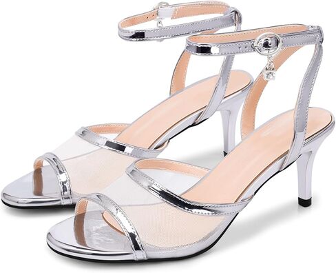 100FIXEO Women's High Heel Sandals - Fashionable Silver Open-Toe Summer Shoes for Weddings, Parties, Office & Evening Events in Saudi Arabia