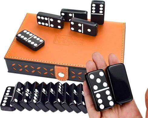 Dominos Set for Adults, Thick Purple Domino Double 6, Dominoes Set for Adults and Kids 28 Marbleized Purple Tiles Domino Set in Travel Leather Case, Classic Board Game in Saudi Arabia
