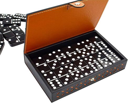 Dominos Set for Adults, Thick Purple Domino Double 6, Dominoes Set for Adults and Kids 28 Marbleized Purple Tiles Domino Set in Travel Leather Case, Classic Board Game in Saudi Arabia