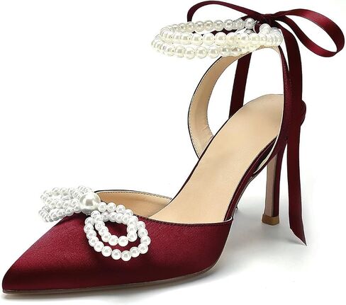 Pearl Heels Wedding Shoes for Bride Bow Wedding Heels Bridal Shoes in Kuwait