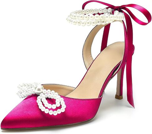 Pearl Heels Wedding Shoes for Bride Bow Wedding Heels Bridal Shoes in Kuwait