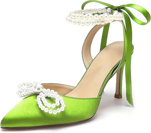 Pearl Heels Wedding Shoes for Bride Bow Wedding Heels Bridal Shoes in Kuwait