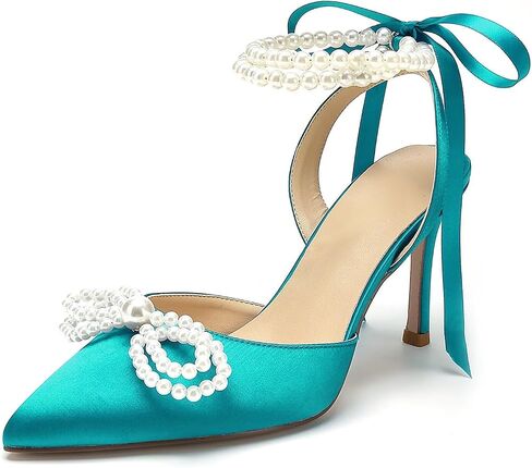 Pearl Heels Wedding Shoes for Bride Bow Wedding Heels Bridal Shoes in Kuwait